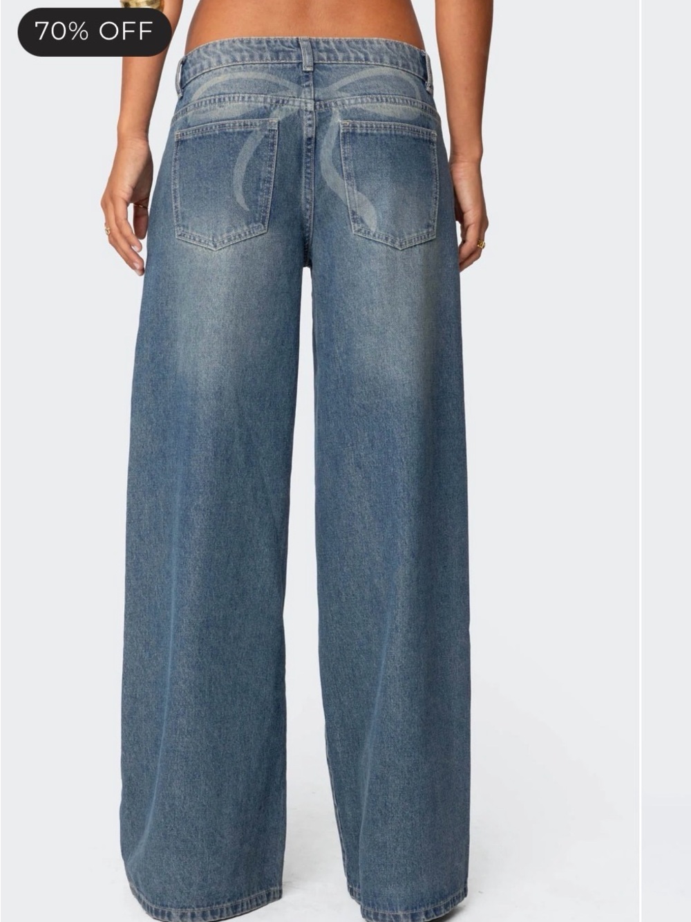 Edikted Wide Leg Blue Jeans - Picture 7 of 7